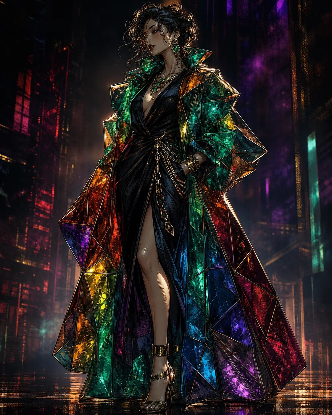 Cyber noir faceted coat